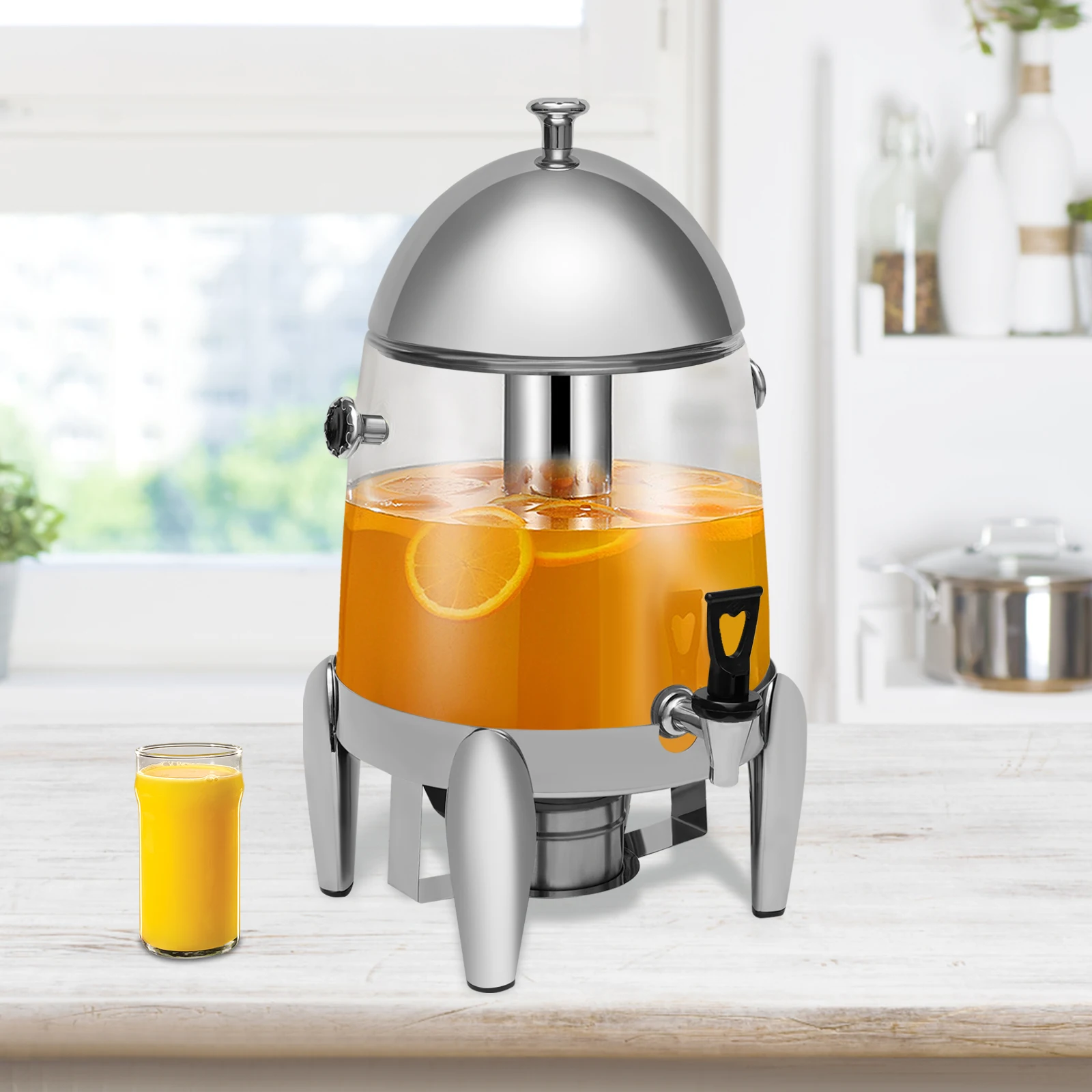 

3.2gal Hot Beverage Dispenser Stainless Steel Coffee Chafer Urn with Handle Juice Tea Drink Dispenser for Cafeterias Party