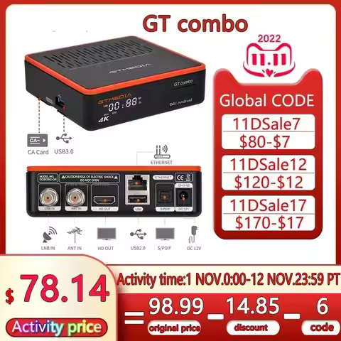 Top! 4K/8K Ultra HD Satellite Receiver Smart Android 9.0 TV Box DVB-S2X/T2/Cable ISDBT Decoder M3U H.265 CCam Tuner