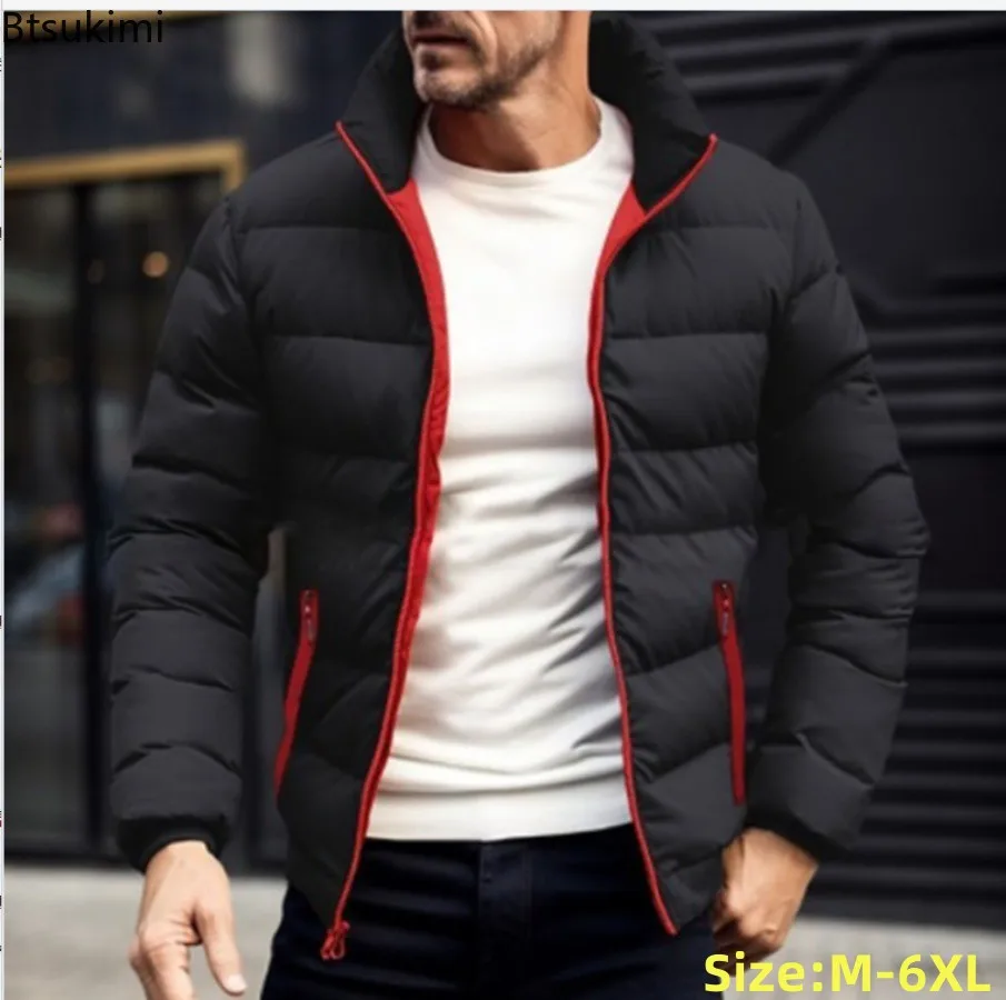 

2025 New Men's Warm Jackets Fashion Casual Sports Cotton-padded Coats Autumn Winter Men Stand Collar Zipper Thick Parkas Jackets