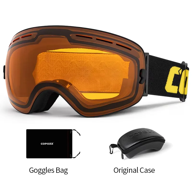 COPOZZ Marca Occhiali da sci Uomo Donna Occhiali da snowboard Occhiali per sci Protezione UV400 Sci Occhiali da neve Maschera da sci antiappannamento