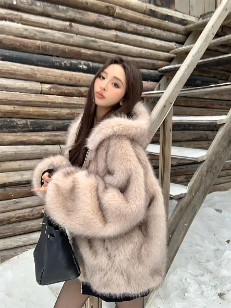 

Double-Sided Wearable Thiened Winter Coat Women's Plu American Cleanfit Eco-friendly Fur Jaet Warm Cotton Clothing