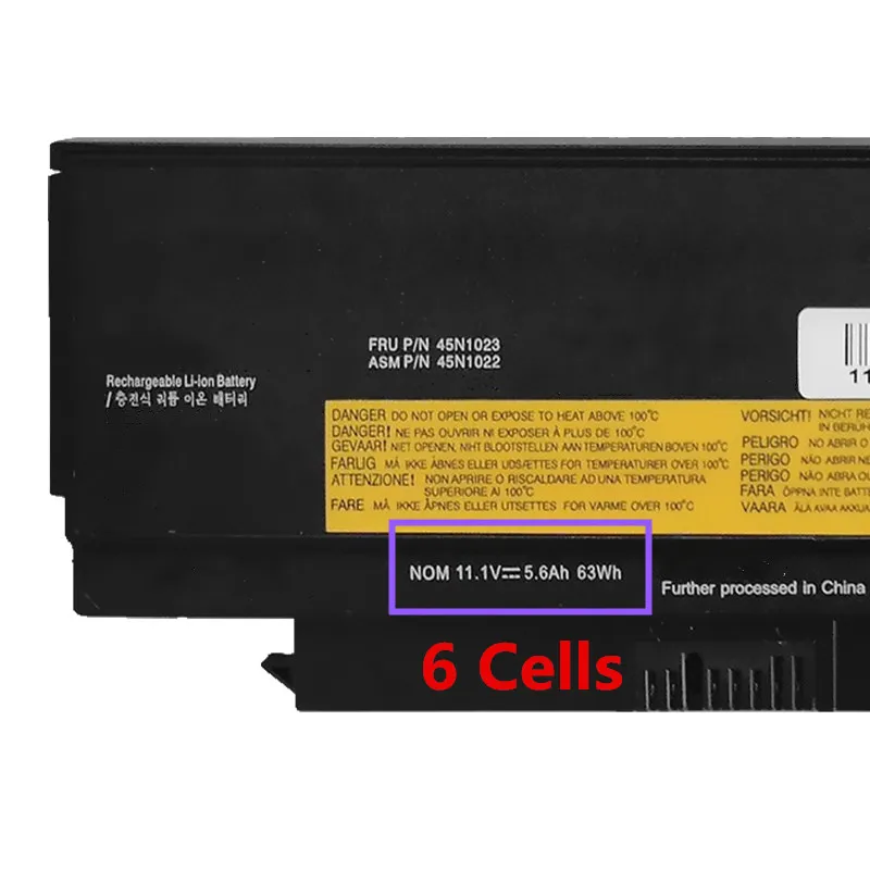 Imagem -05 - Bateria do Portátil X230 para Lenovo Thinkpad X220i X220 X230i 0a36307 42t4940 0a36281 45n1022 45n1023 11.1v 94wh 9cell 6cell Novo