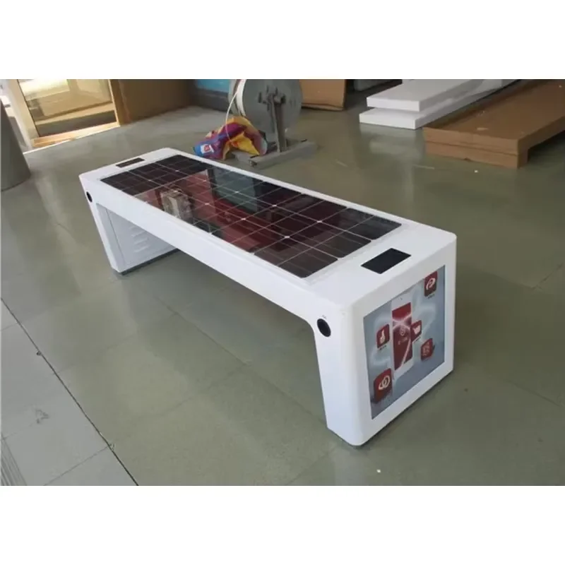 Outdoor Wireless Charging Smart Solar Furniture Table Waterproof Metal Patio Bench for Park Mall and Hospital Use