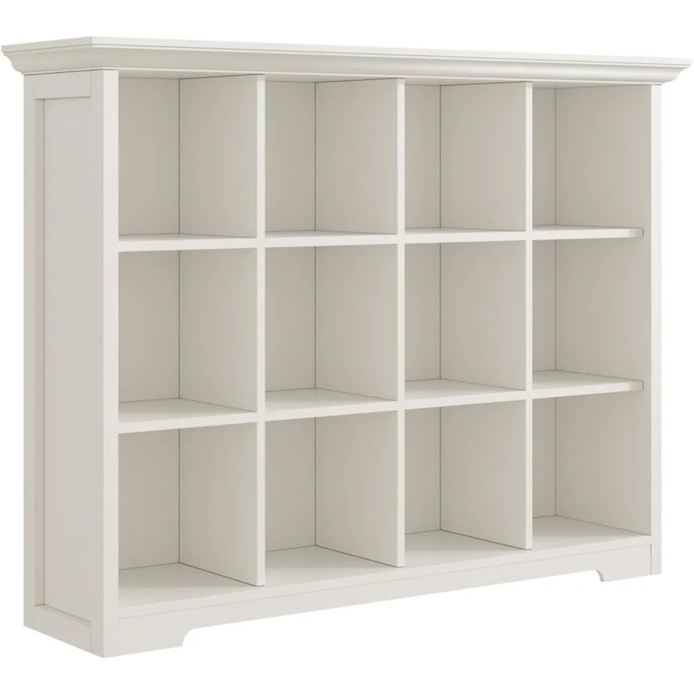 Modern 3-Tier Wooden Cube Bookshelf with Base for Home and Office, 12-Cube Open Shelving Unit