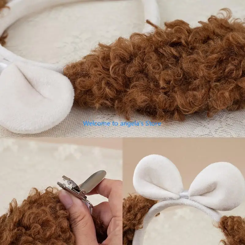 X4YC 1/3/4 Pcs Dog Costumes Set Dog Ears Headband Dog Tail Tutus Skirt Bowtie Kids