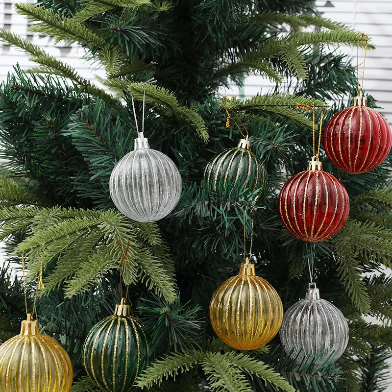 6pcs Christmas Ball Decoration 6cm Silver Gold Red Baubles Christmas Tree Hanging Ornaments for 2025 Navidad Noel Xmas Party