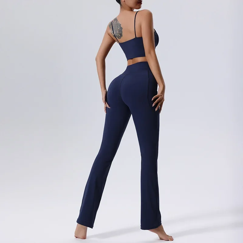 Комплект из двух предметов для фитнеса и йоги, женский однотонный спортивный костюм, мягкая дышащая быстросохнущая одежда для тренировок, женская спортивная одежда