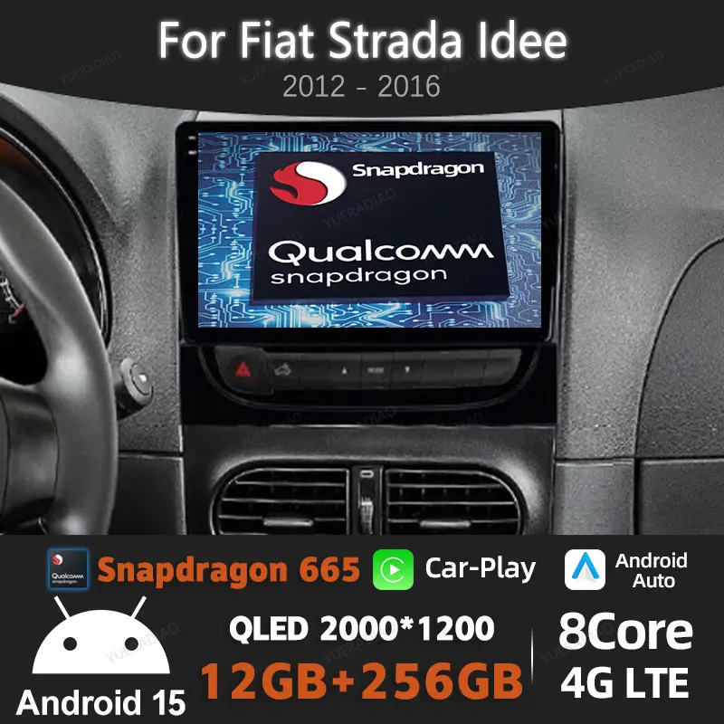 

Android 15 Car Radio For Fiat Strada Idea 2012 - 2016 Multimedia Stereo Video Player 4G LTE 5G WIFI GPS NAVI QLED BT Head Unit