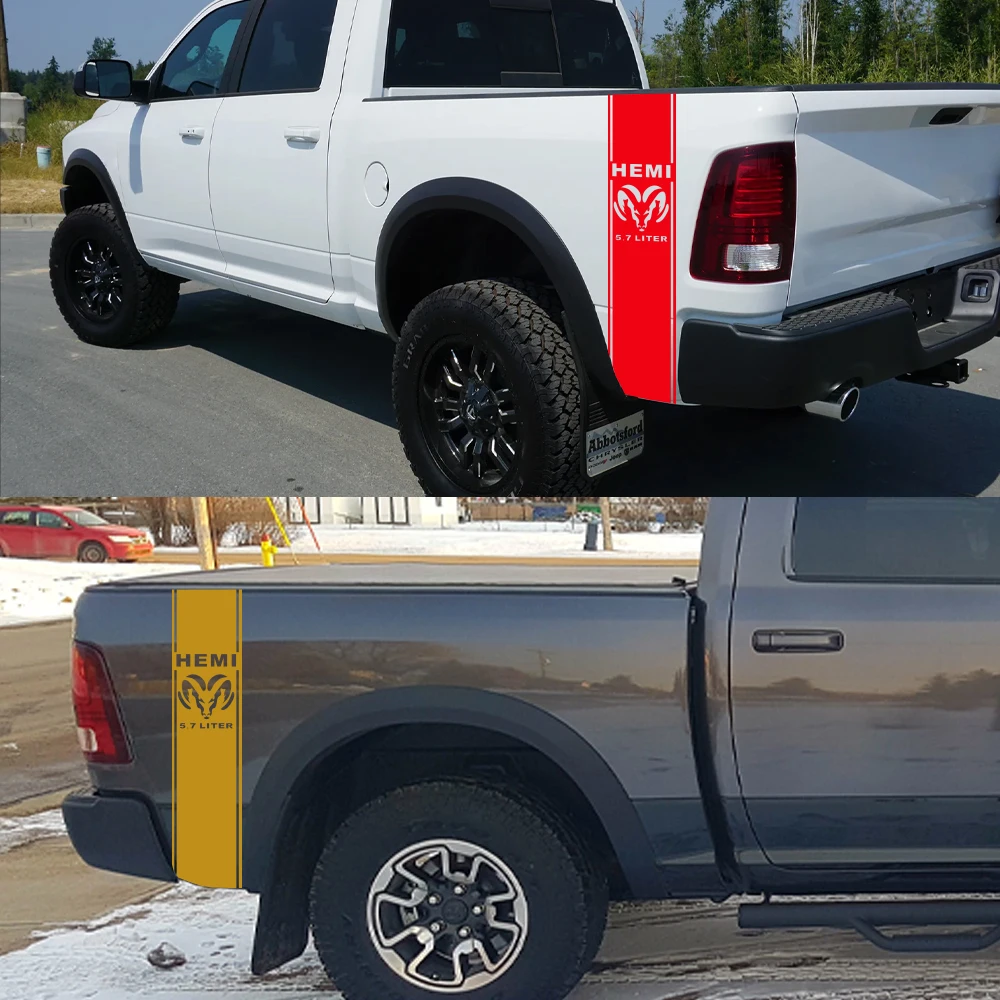 ملصقات لاقط لدودج رام 1500 2500 هيمي المتمردين 5.7 لتر شاحنة الباب الخلفي الجانب مخصص ملصق مائي غطاء الفينيل اكسسوارات السيارات