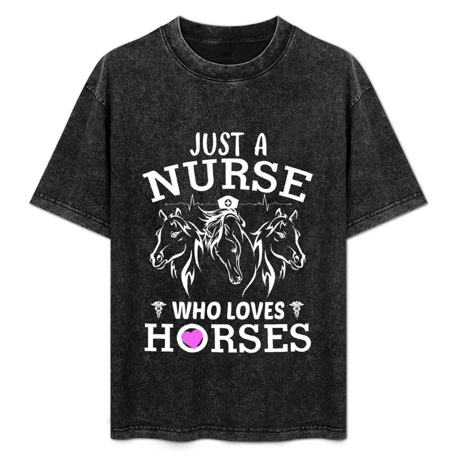 

Just a nurse who loves horses T-Shirt Basic Comfort Fit T-Shirt for Men