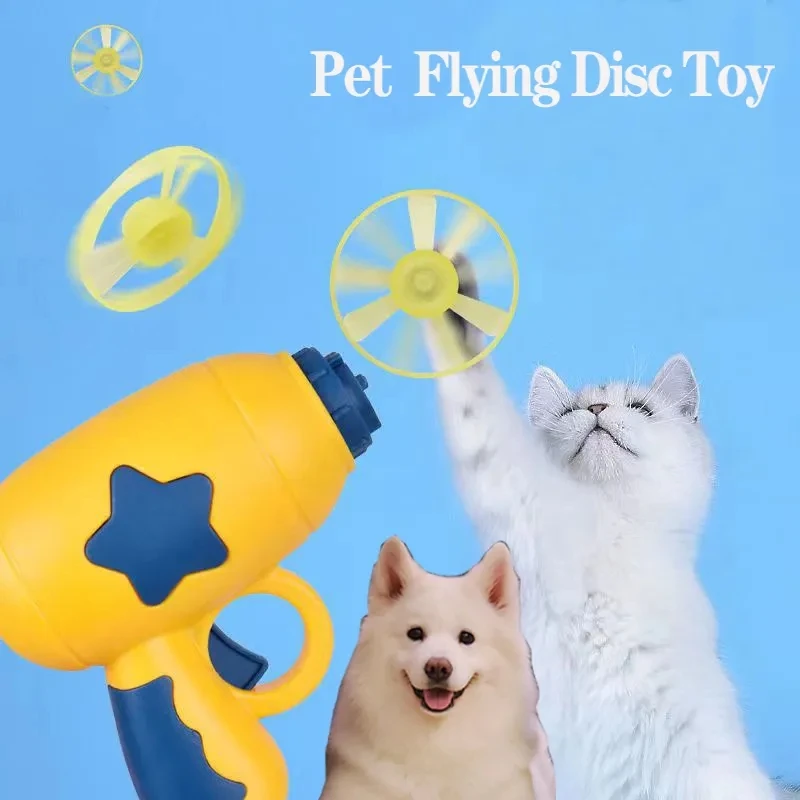 Interactive Flying Disk Cat Gun Toys Saucer Gun Cat Teaser Toy Disc Shooting Gun Chasing Games Launch Pet Training Toy Supplies