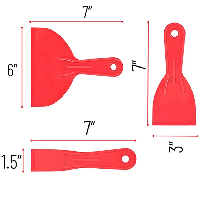 3 Sets Of Grout Scraper 1.5 Inches 3 Inches 6 Inches Plastic Putty Knife Painter Scraper Repair Tools