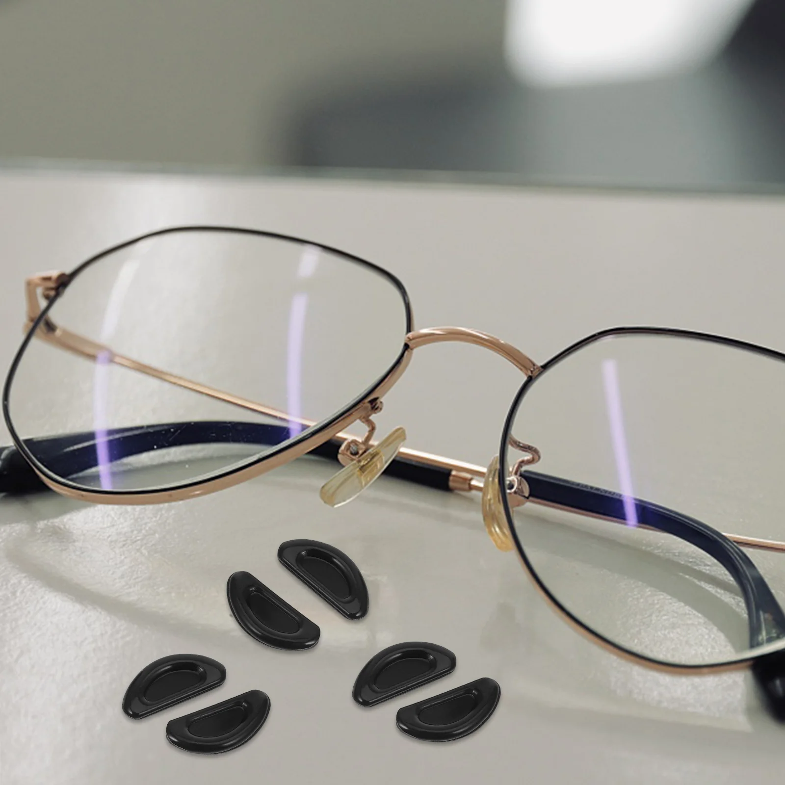 

10Pairs Glasses Nose Pad Replacement Soft Silicone Ergonomic Design Non-Slip Adhesive Pads for Eyewear Universal Fit Black