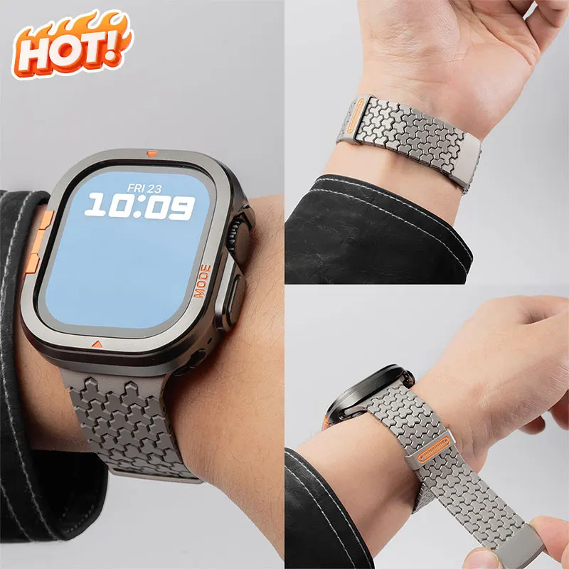 

Магнитный ремешок из нержавеющей стали + металлический корпус для Apple Watch Series 11 10 46 мм, ремешок для Iwatch Ultra 3 2 1 49 мм, модифицированная деталь