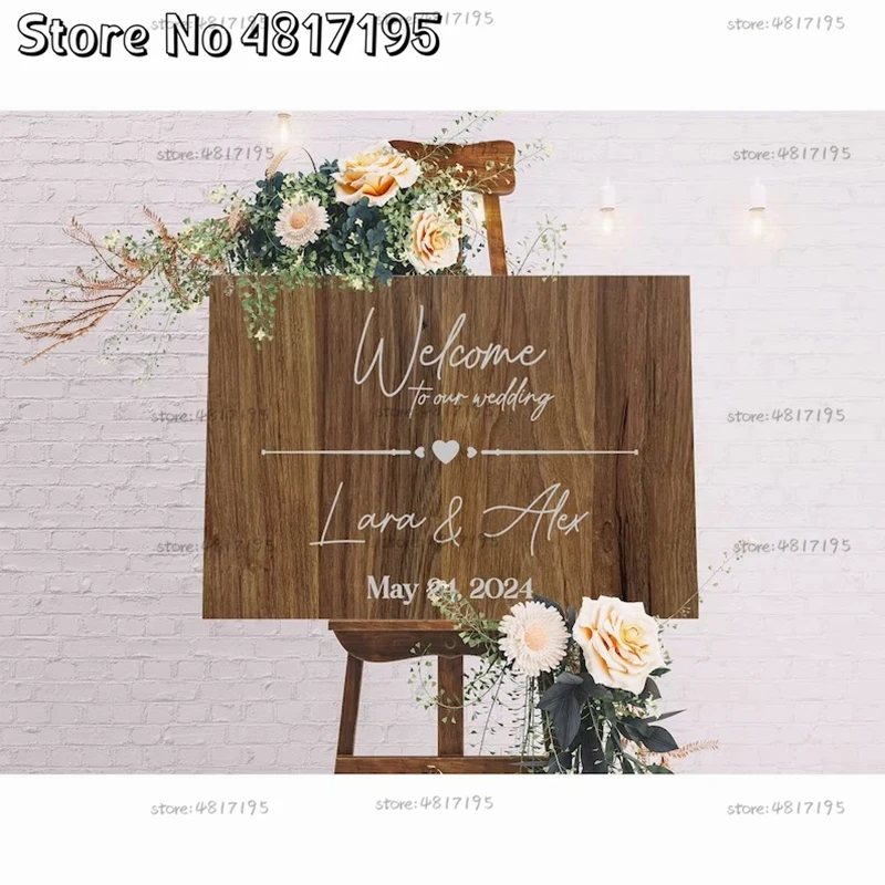Французские наклейки на свадьбу, любовь, свадьбу, вечеринку, добро пожаловать на свадьбу, индивидуальное имя, настенные наклейки, «сделай сам», приветственная наклейка, знак, свадебные наклейки