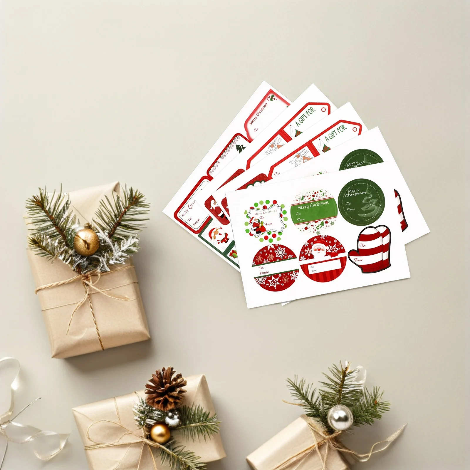 

144pcs Christmas Stickers Gift Tags Coated Paper Self Adhesive Removable Labels Bookmarks Scrapbook Decals