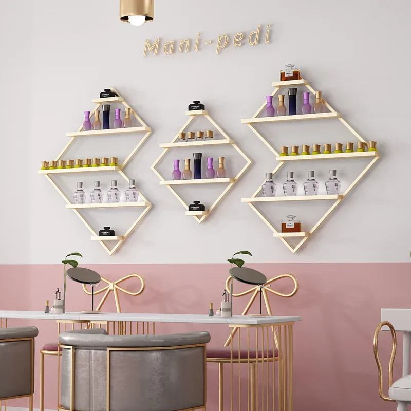 

Полка для ногтей, настенная сетка, полка для демонстрации лака для ногтей с красными бриллиантами, настенная полка, клей для лака для ногтей, настенный декор полки для железных изделий