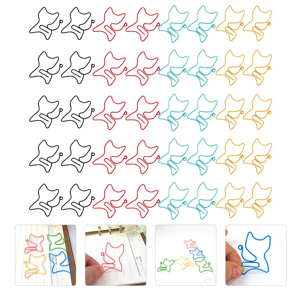 50 قطعة مقاطع المرجعية على شكل قطة قسط المعادن الحيوان تصميم ورقة المشابك لملفات الملاحظات الكتب مكتب مدرسة لوازم مكتبية