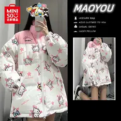 Sanrioed Hello Kitty Camouflage Women's Cotton Clothes Winter Loose and Versatile Cotton Baseball Jerseys for Men and Women