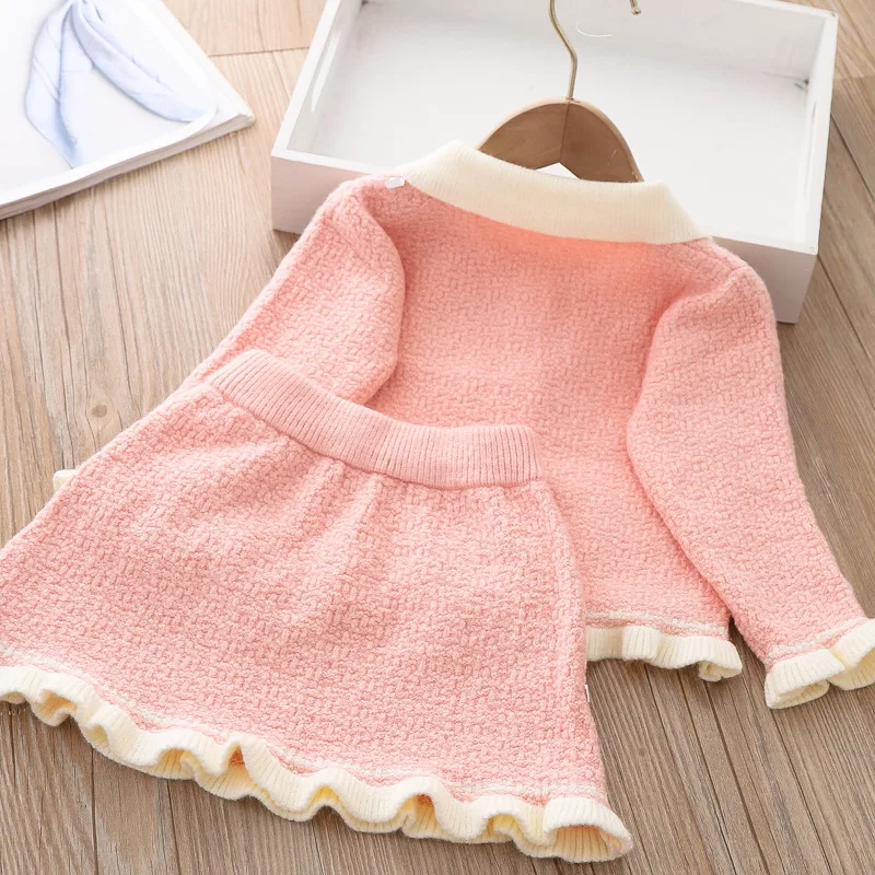 Spring Autumn Girls Clothing Sets Child New Fashion Knitted Sweater + Skirt 2Pcs Outfits Little Princess Baby Suit Birthday Gift