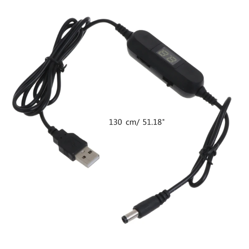 USB 5V to 1.5V 3V 4.5V 6V 7.5V 9V 12V 2.5mm/3.5mm/4.0mm/5.5mm Adjustable Cable with LED Dislpay for Toy Games