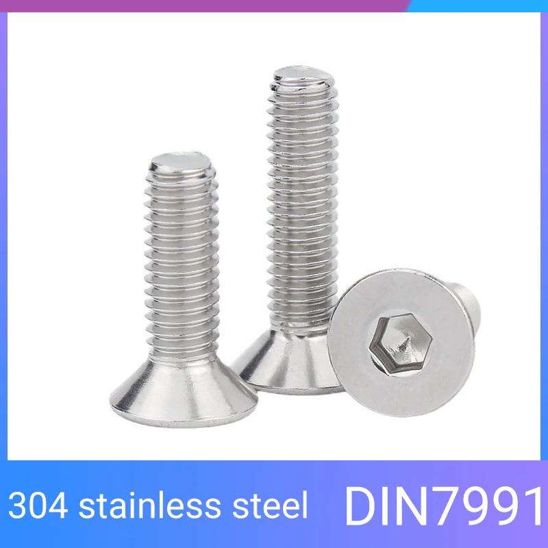 DIN7991  Allen Bolts  304 Stainless Steel M2 M3 M4 M5 M6 M8 M10 Hexagon Hex Socket Countersunk Flat Head Screw