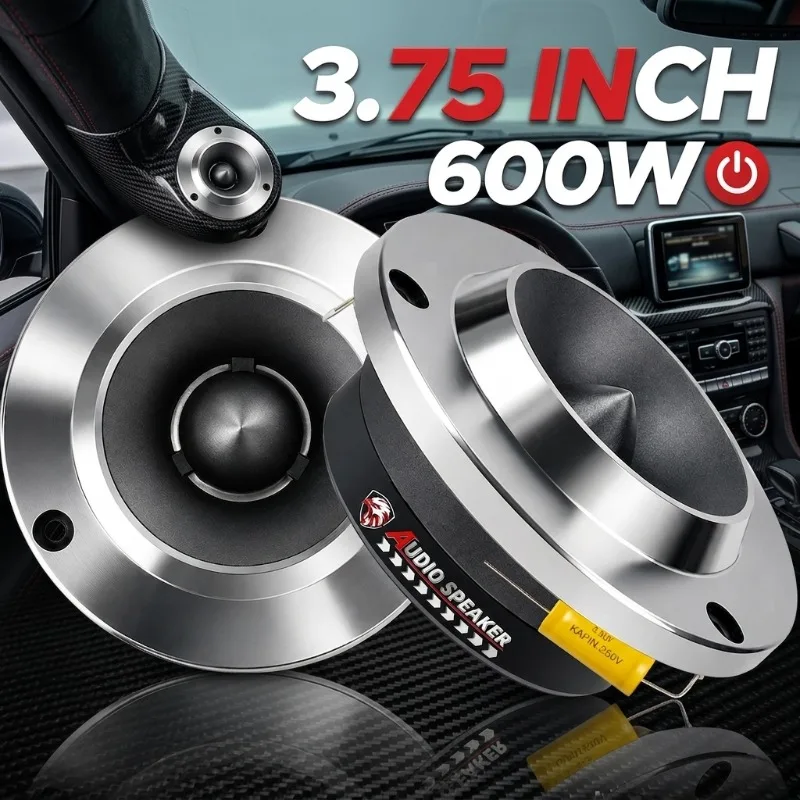 2 Stück 3,75 Zoll Auto-Audio-Hochtöner 600W Titanfolie Aluminium-Horn Hochton-Treiber Professioneller Heimkino-Musiklautsprecher