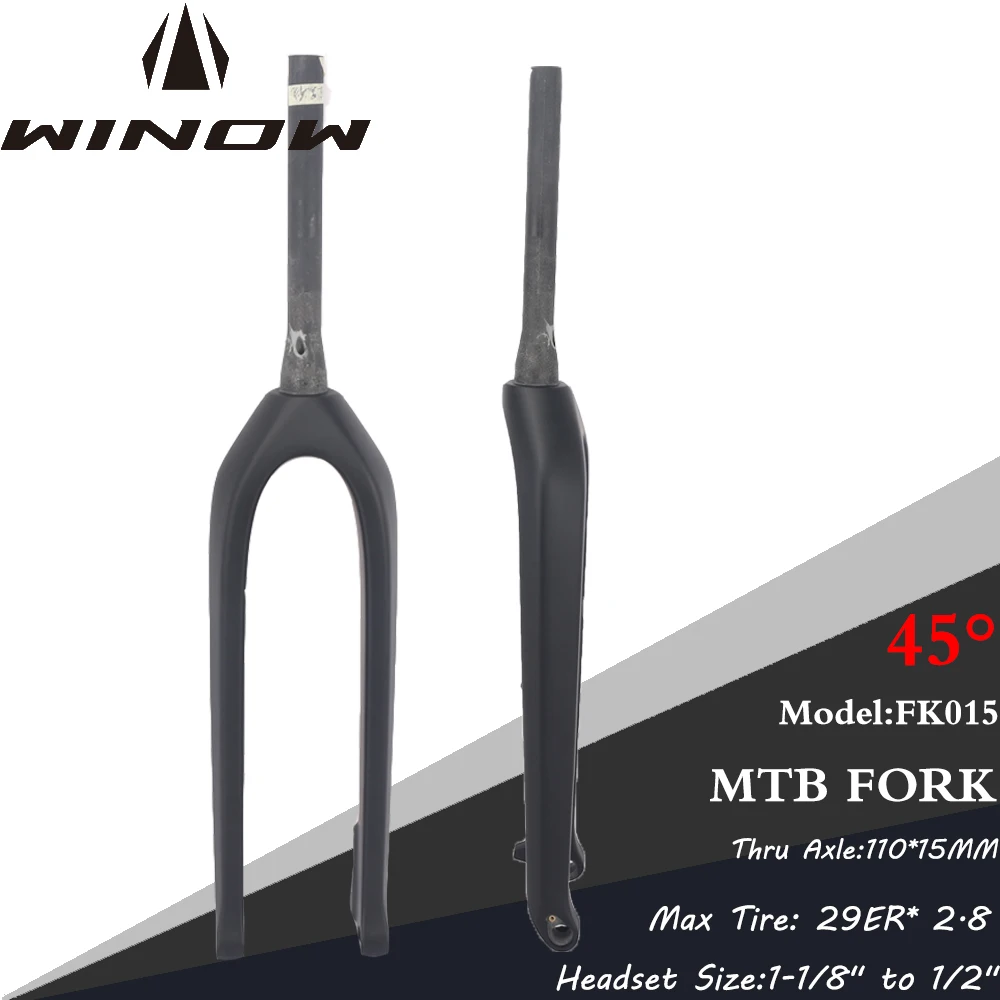 

Winowsports Carbon Fiber MTB Fork 29er Boost 110x15mm Offset 45 ° Mountain Bike Front Forks Black Matte Hidden Cable MTB Fork