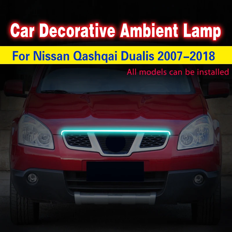 For Nissan Qashqai Dualis Car Hood Lights Strip Universal Guide Decorative Light Bar Auto Headlights Car Daytime Running Light