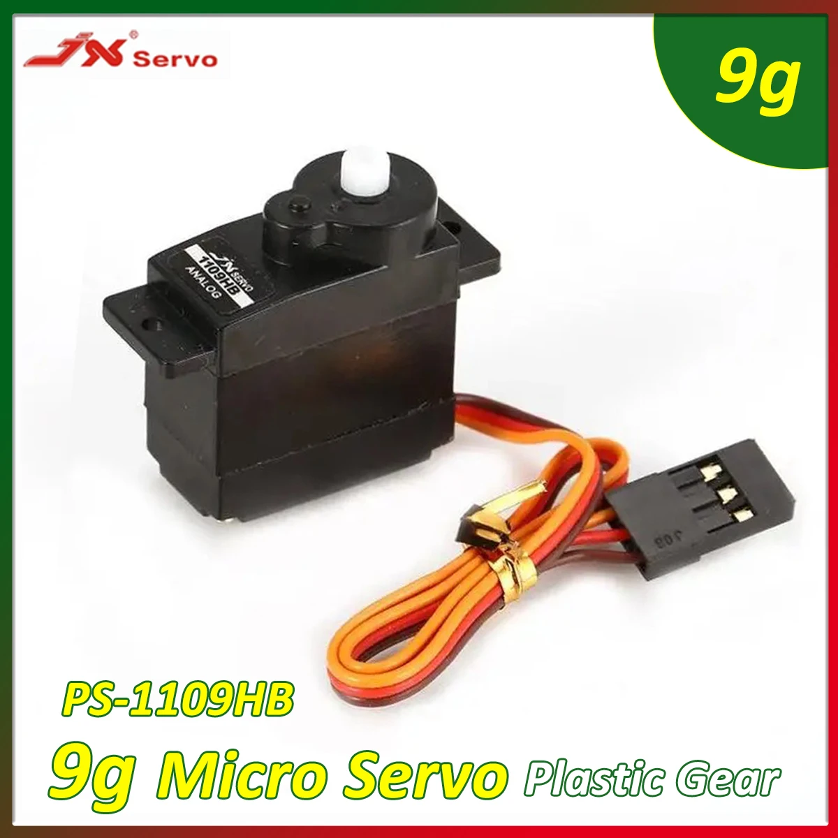 JX PS-1109HB 9g Micro Servo Plastic Gear Core Motor Large Torque 4.8V-6V for 1/18 RC Car Boat Plane Robot Model Toy Accessories
