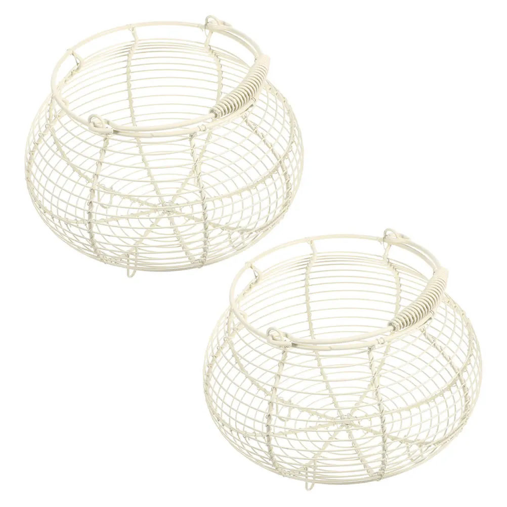 2 قطعة سلك البيض سلة مقبض مزرعة ريفي المعادن الفواكه الخضروات سلة التخزين حامل البيض الطازج كونترتوب المطبخ #6