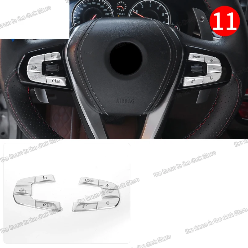 

car steering wheel control buttons trims for bmw 5 series g30 g31 2018 2019 2020 2021 decoration accessories sticker 2022 540