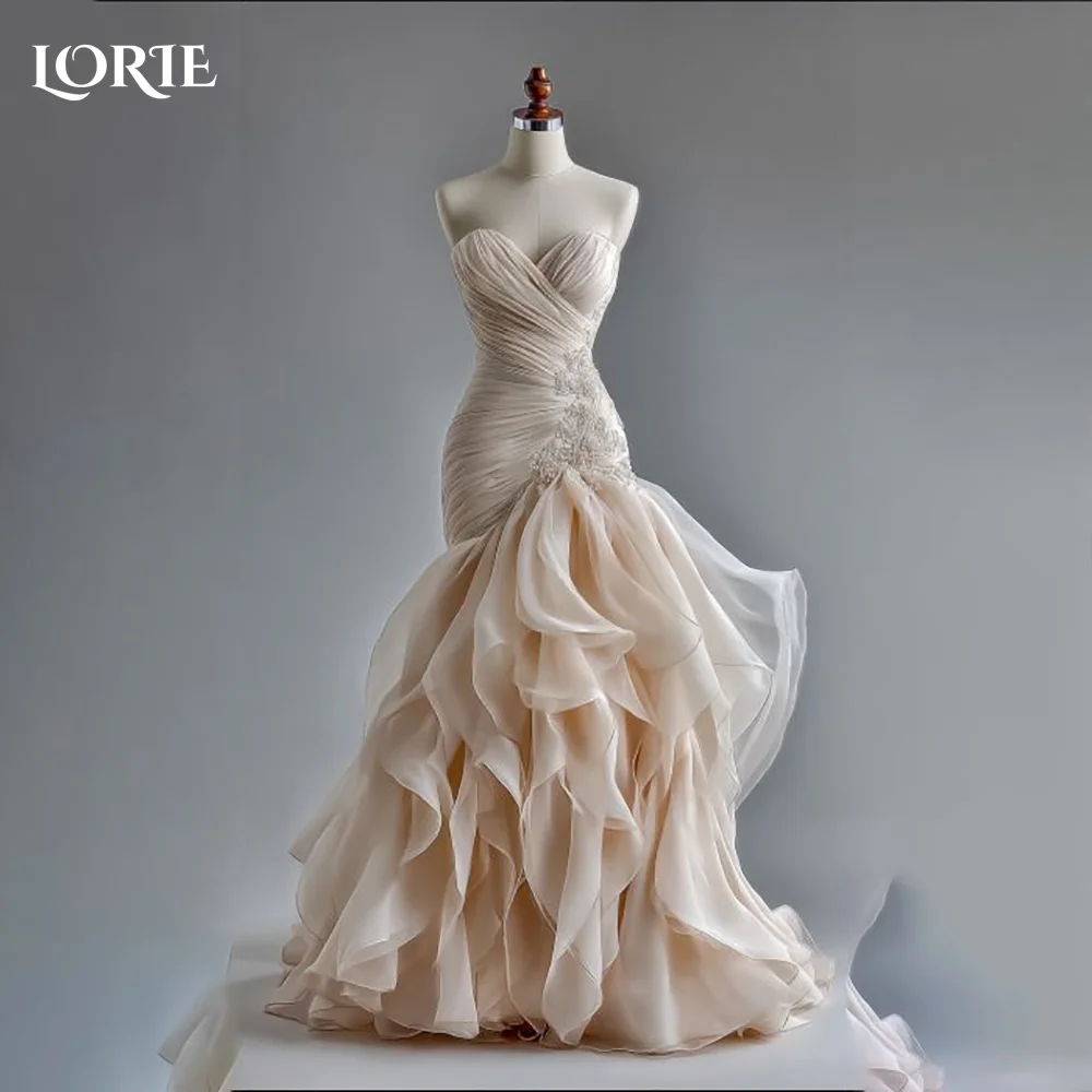 Кружевное розовое вечернее платье LORIE с плиссировкой, открытой спиной и рюшами, блестящее платье для выпускного вечера, на заказ.