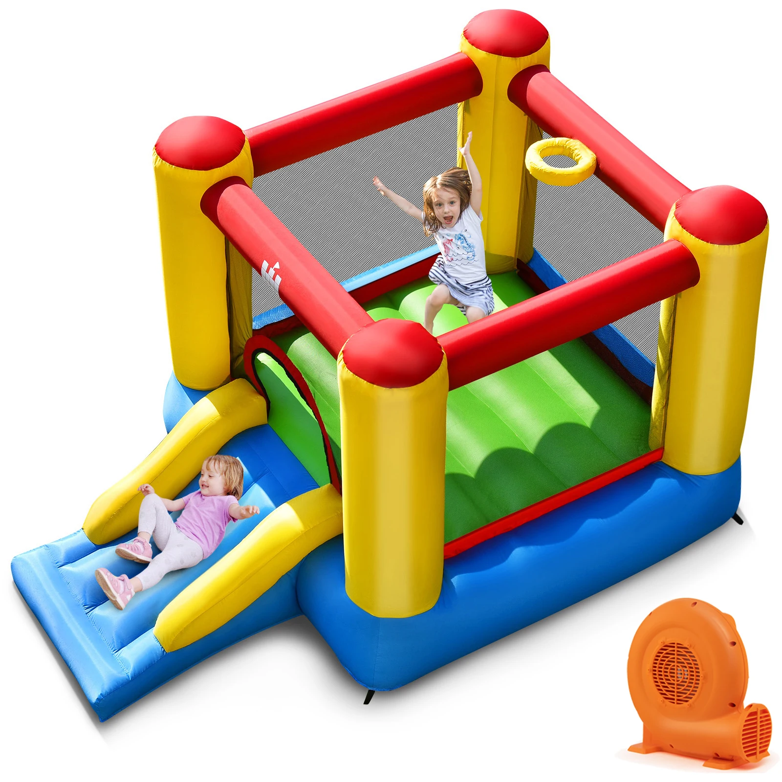 Inflatable Bouncer Kids Slide Bounce House for Indoor Outdoor with 550W Blower