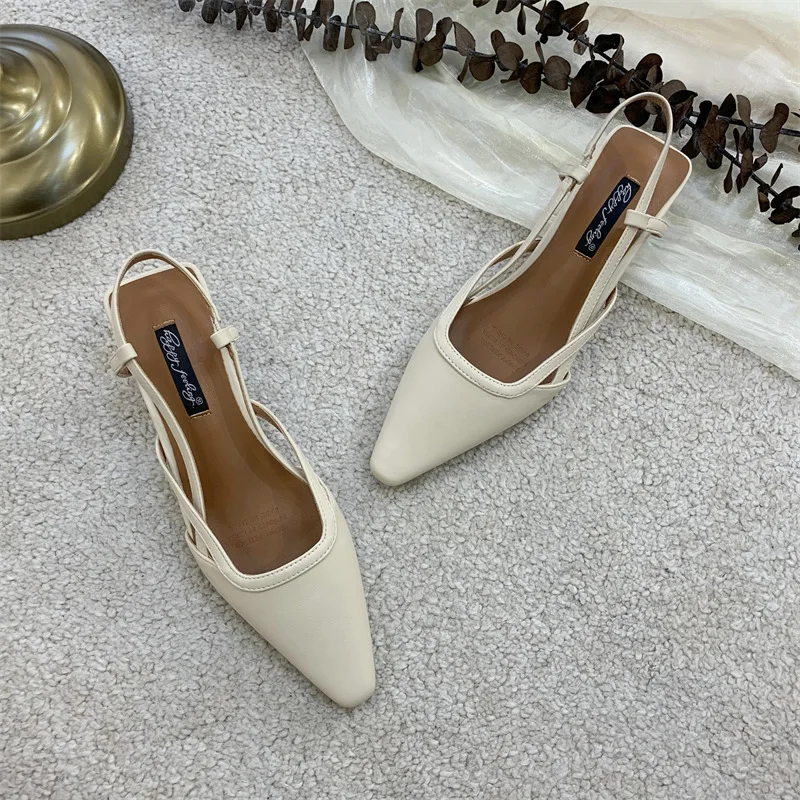 туфли женскиеFrench Women Shoe 2023 Summer Elegant Low Heel Sandals Fairy Pointed Thin Heels Temperament Fashion Shoe Taconesكعب