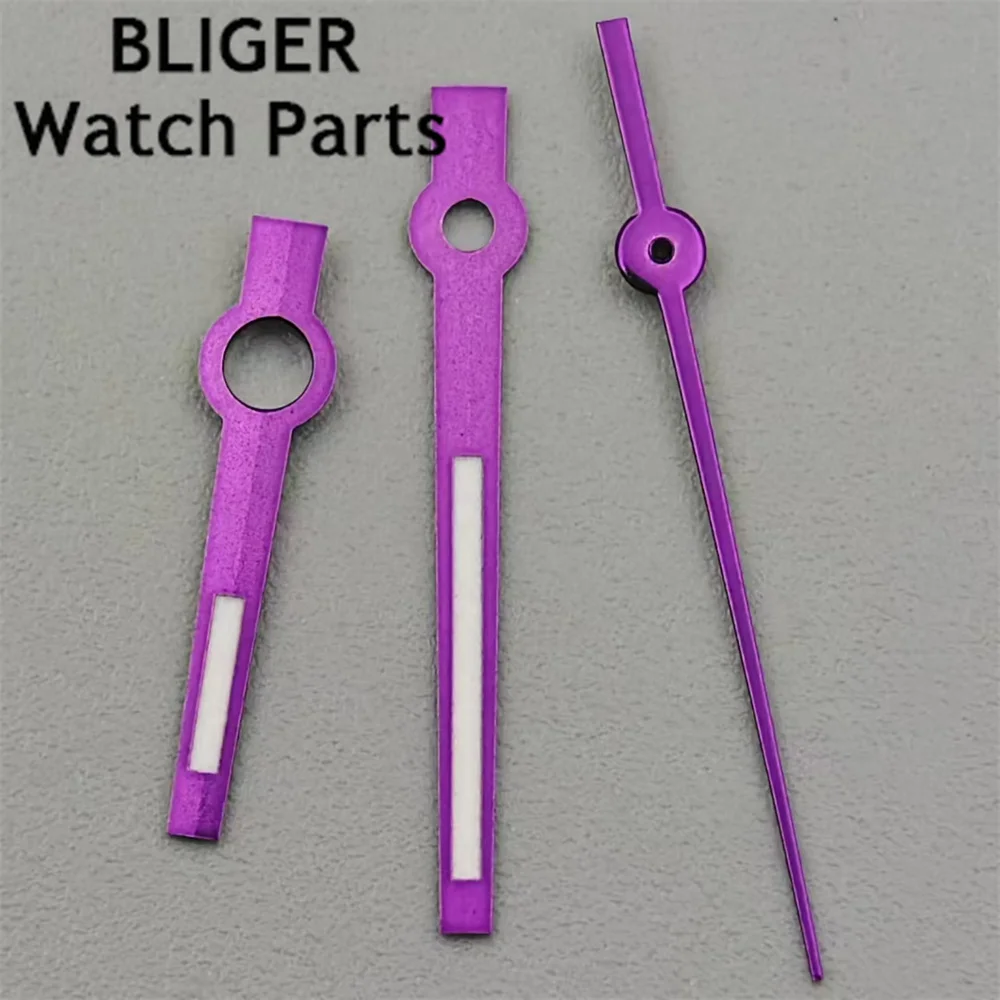 BLIGER Watch Hands Purple Hands Green Luminous Watches Pointers Fit NH35 NH36 NH38 NH70 NH72 4R35 4R36 Movement Watch Parts