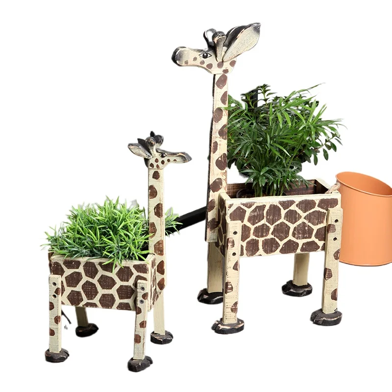 

Giraffe rabbit puppy wooden succulent flower pot, cute green plant flower ware home decoration ornament