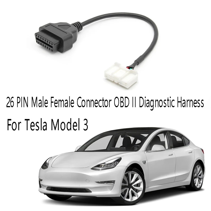 

26 PIN Male Female Connector New Energy Vehicle OBD II Diagnostic Harness Electronic Cable For Tesla Model 3