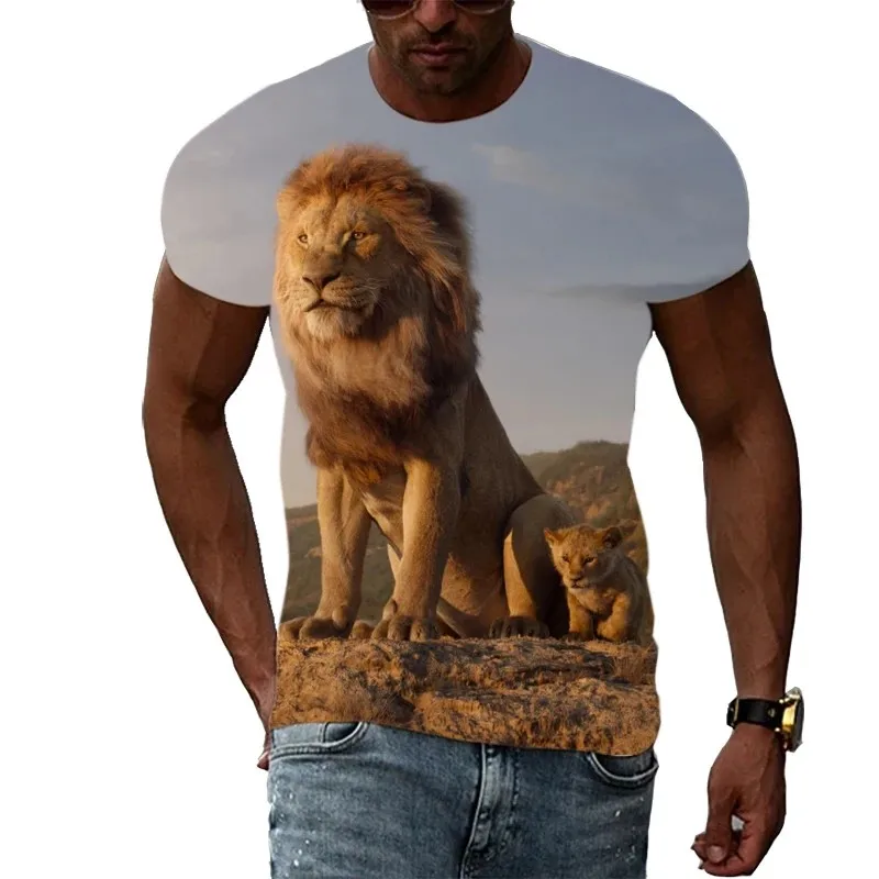 

2024 Men's Daily T-shirt Animal Lion Graphic 3d Printed Men's Top Casual Sport Men's Street Short Sleeve Oversized Men's Wear