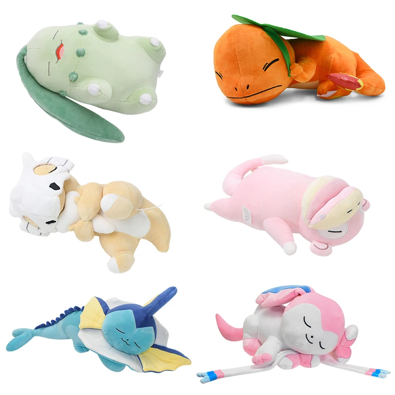 Kawaii Pokemon śpiący w parze Eevee Squirtle Charmander Piplup pluszowa poduszka pluszowe zwierzaki zabawka dla dzieci pluszowa lalka prezenty