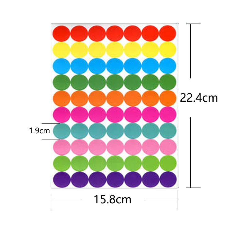 6mm 8mm 10mm 19mm 20mm 40mm Colored Dot Stickers Polka Circle Office Classroom Party Decoration Toys Diary Decoration Sticker