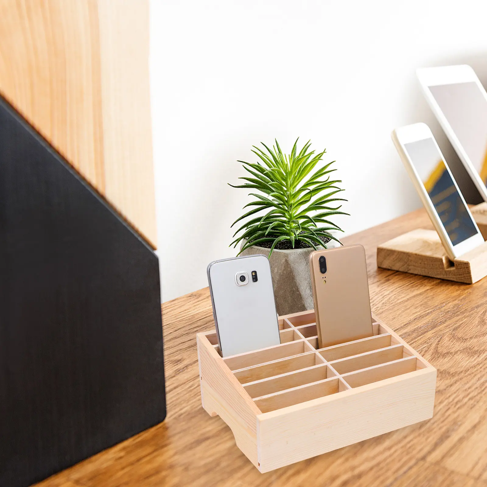 

Настольный органайзер для телефонов на 12 ячеек из дерева, подставка для мобильных устройств для класса и офиса, премиум-класс