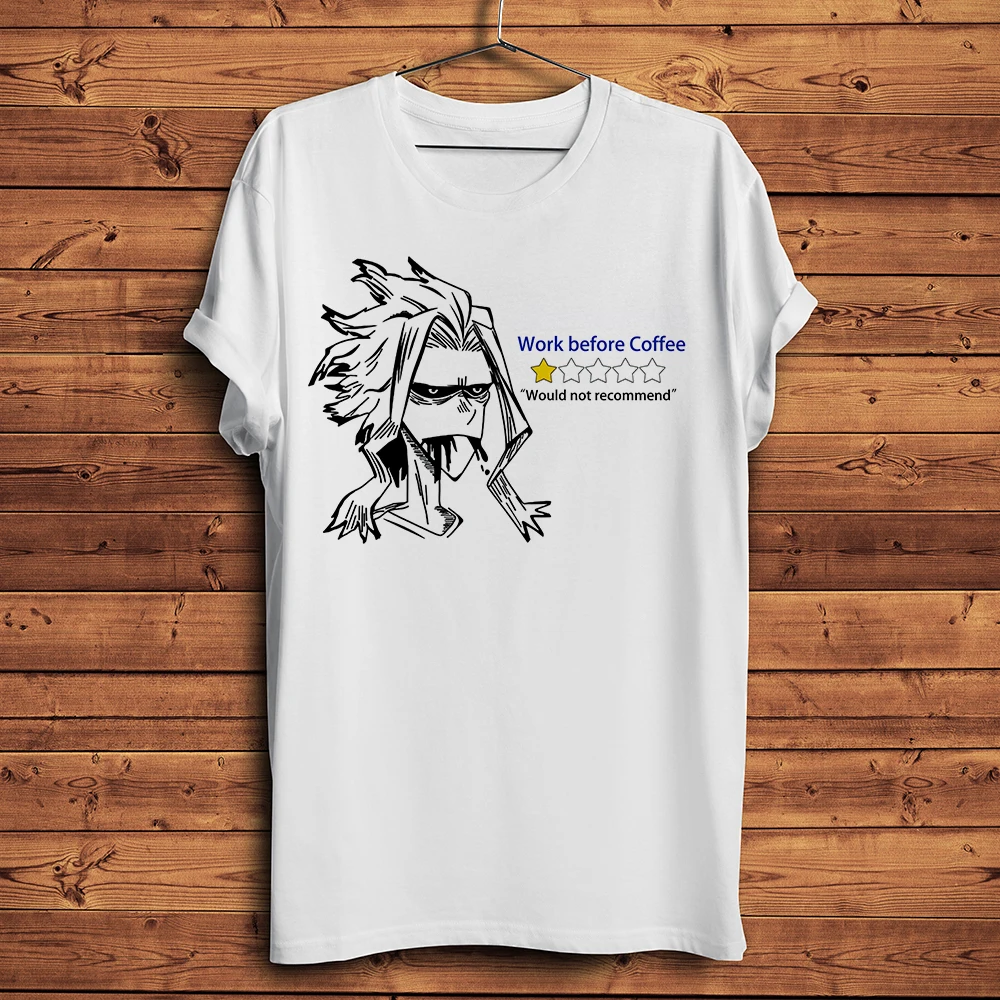 MHA,All Might before coffee ,funny anime tshirt ,men new white casual ,unisex streetwear ,short sleeve t-shirt ,manga gift tee