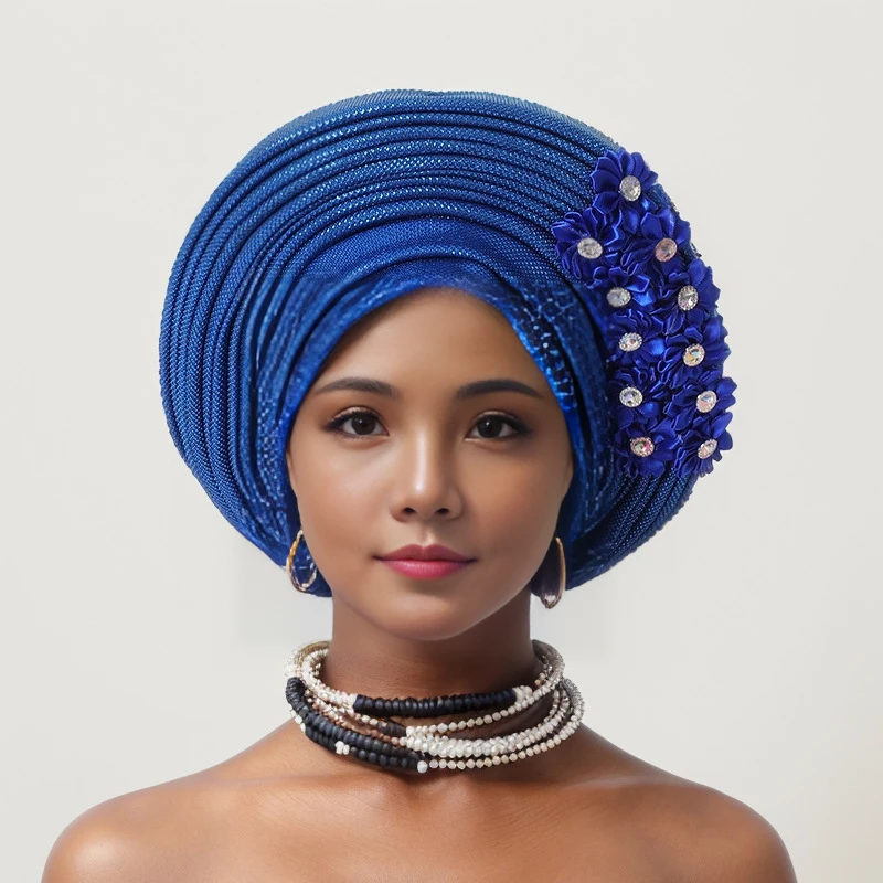 Afrikanische Frauen Kopftuch Hut Nigerian Gele Headtie Auto Gele Turban Headwarp Party Damen Muslimischen Hijab Kopftuch Motorhaube Hut