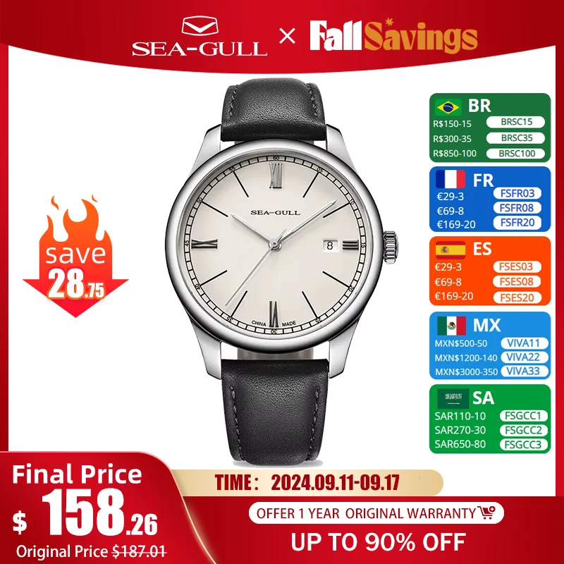 Seagull 2024 Men Fashion Mechanical Watch Business Automatic Wristwatch 316L Steel Luminous Designer Clock Reojes De Hombre 6073