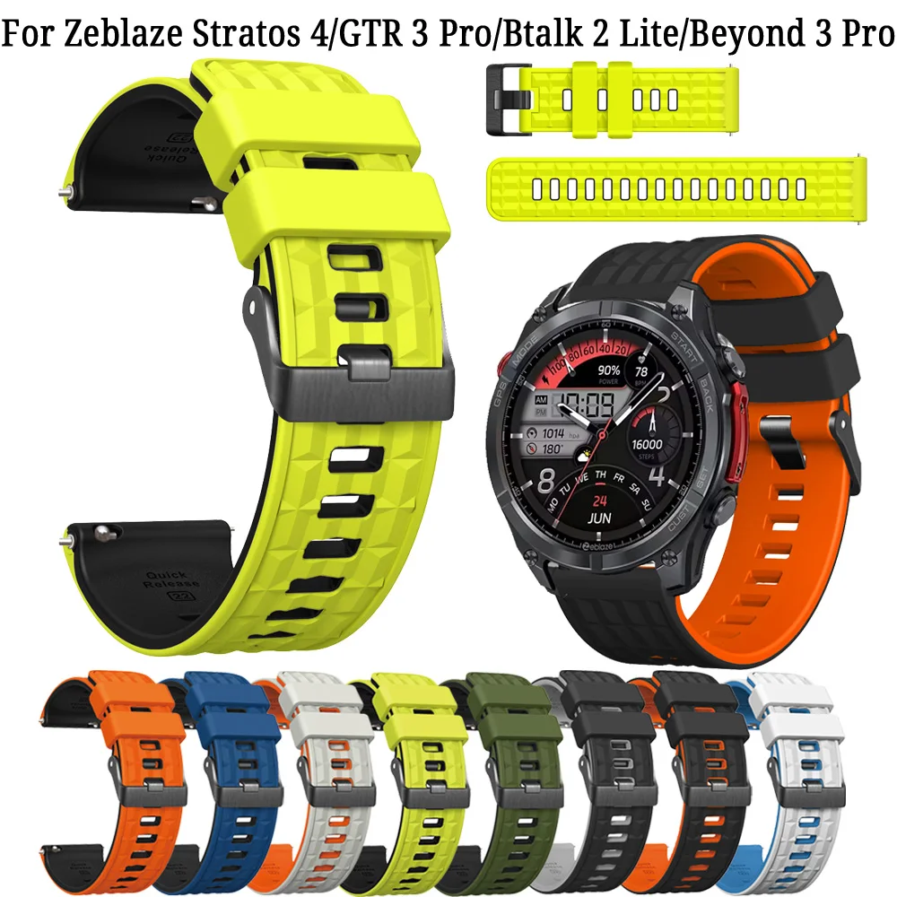 For Zeblaze Stratos 4/GTR 3 Pro 22mm Silicone Smart Watch Strap Watchband for Zeblaze Btalk 2 Lite/Vibe 7 Pro/Beyond 3Pro correa - Image 2
