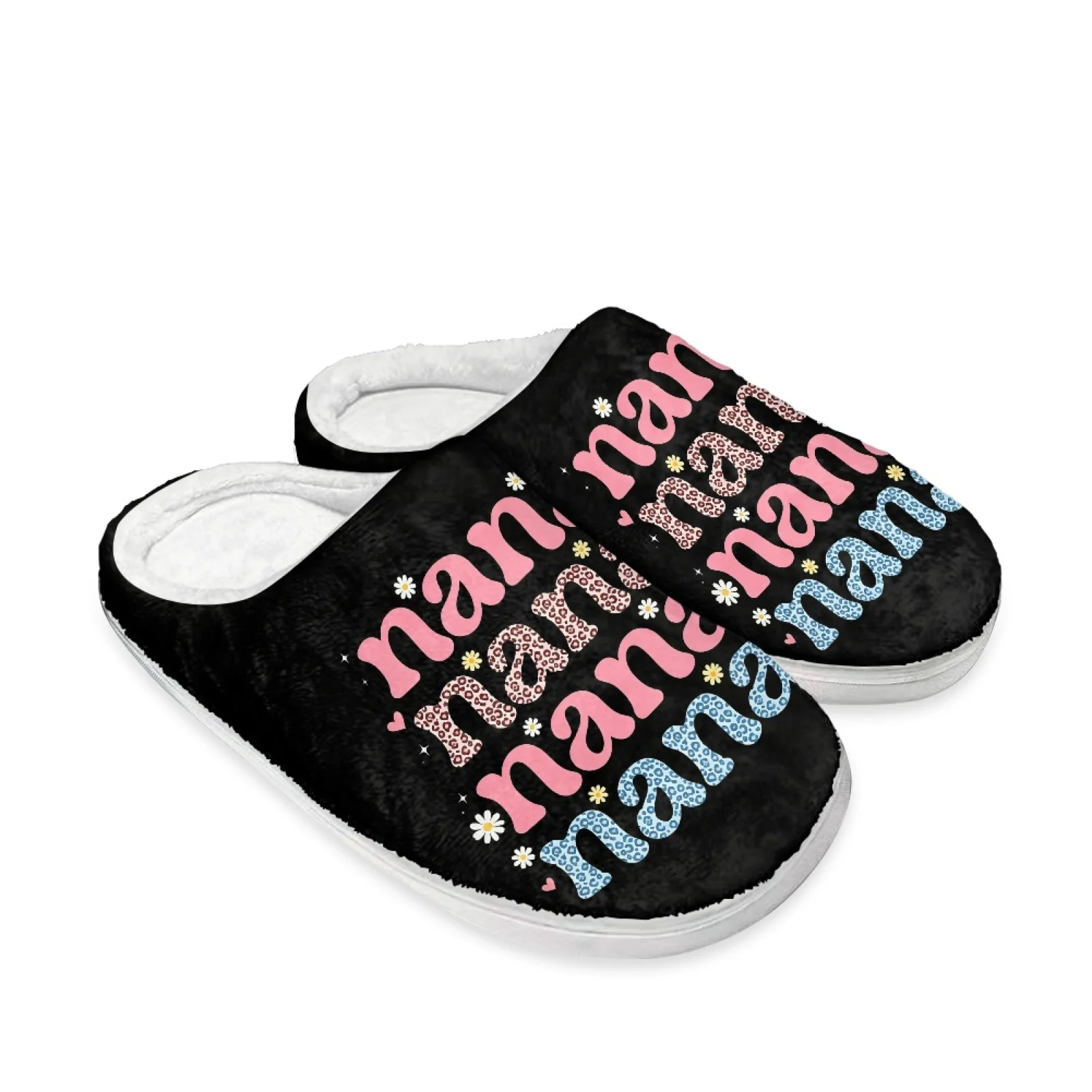 PENSTROLL Nana Text Print Full Toe Plush Slipper Home Spa Slippers Work From Home Footwear Women Teacher Home Slippers