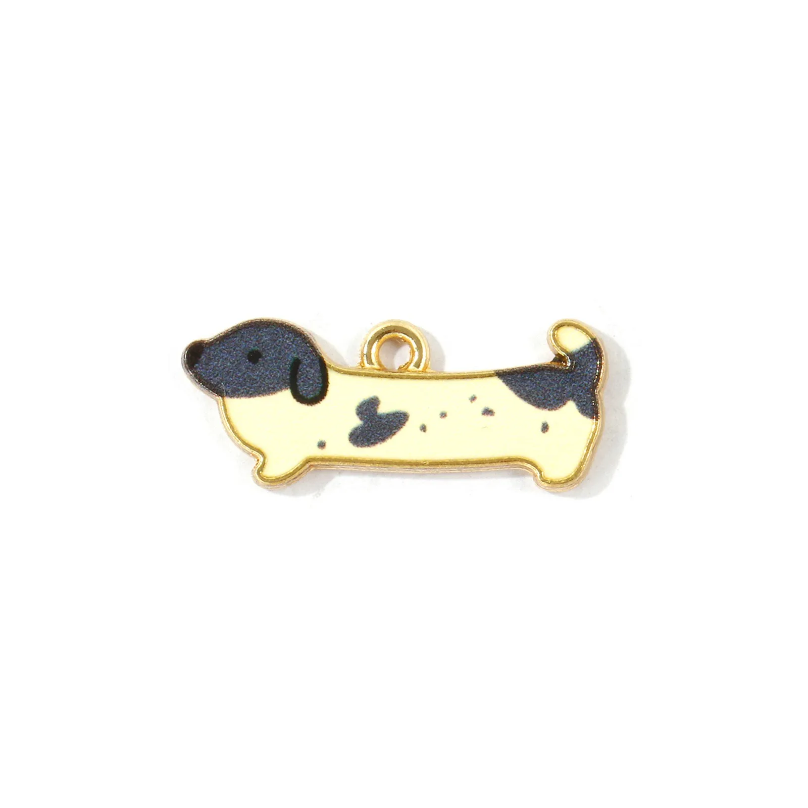 10 Stück Niedliche Cartoon-Dackel-Tieranhänger, Mehrfarbige Emaille-Anhänger mit Geflecktem Dackelmotiv für DIY-Armbänder, Halsketten und Schmuck – Detail 1