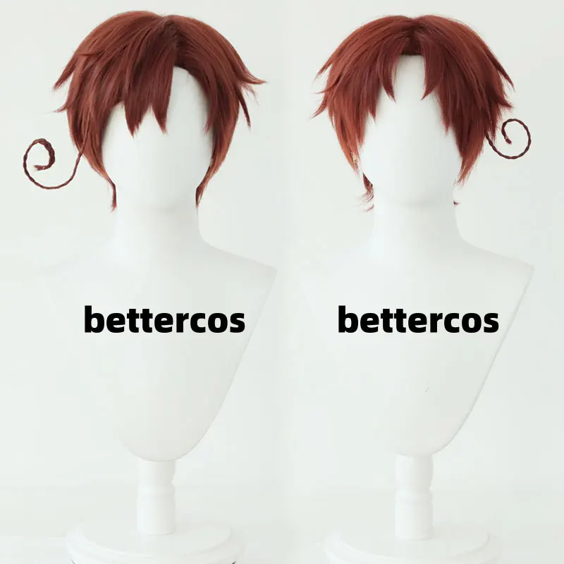 Pelucas Axis Powers Hetalia, peluca del norte de Italia, peluca de Cosplay roja y marrón de Feliciano Vargas con una pequeña trenza desmontable