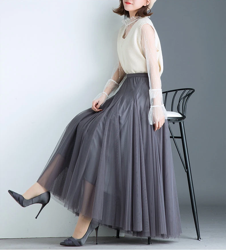 

Большая, струящаяся, женская интернет-знаменитость больших размеров, юбка до щиколотки с высокой талией, облегающая посадка, полуюбка, выглядящая феей, новая сетчатая юбка